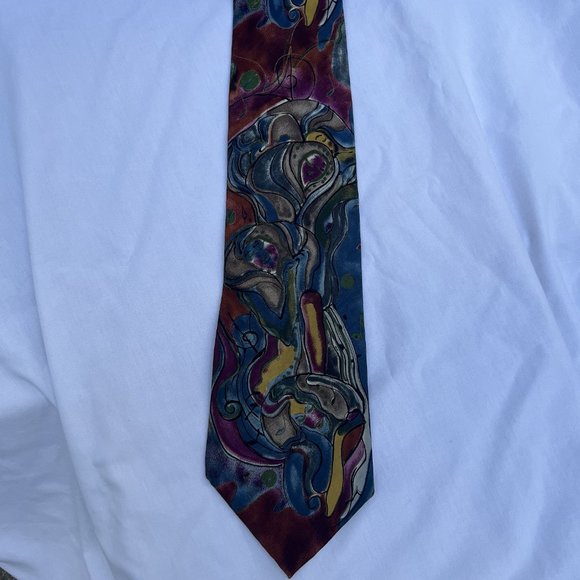 Beautiful Grace Newburger 100% silk men's neck tie Rhine Maidens 56x4 USA - Picture 2 of 4